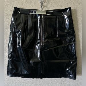 Black pleather mini skirt